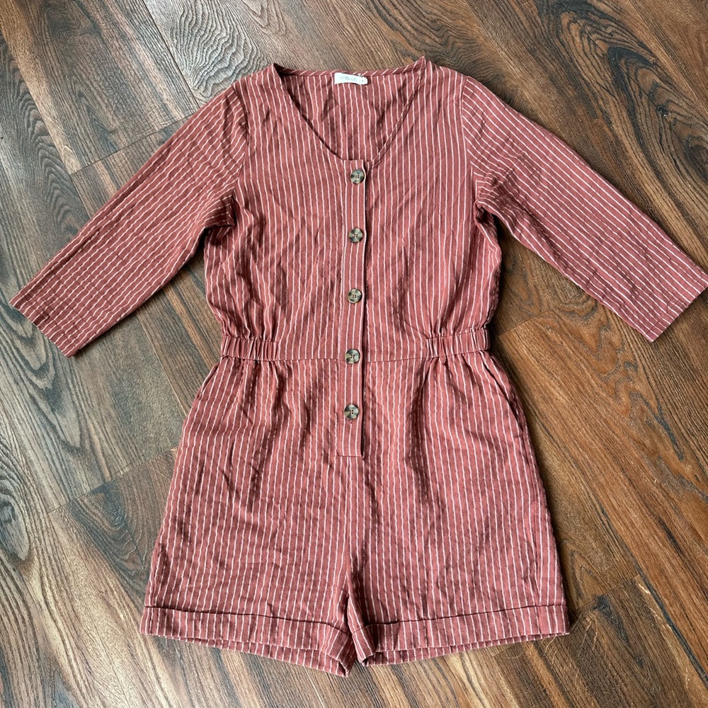 Roolee Rust Striped Jumpsuit - Picture 2 of 7